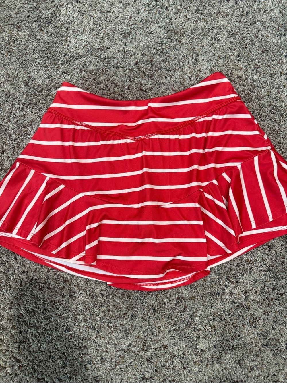 all in motion Red & White Striped Ruffle Skort